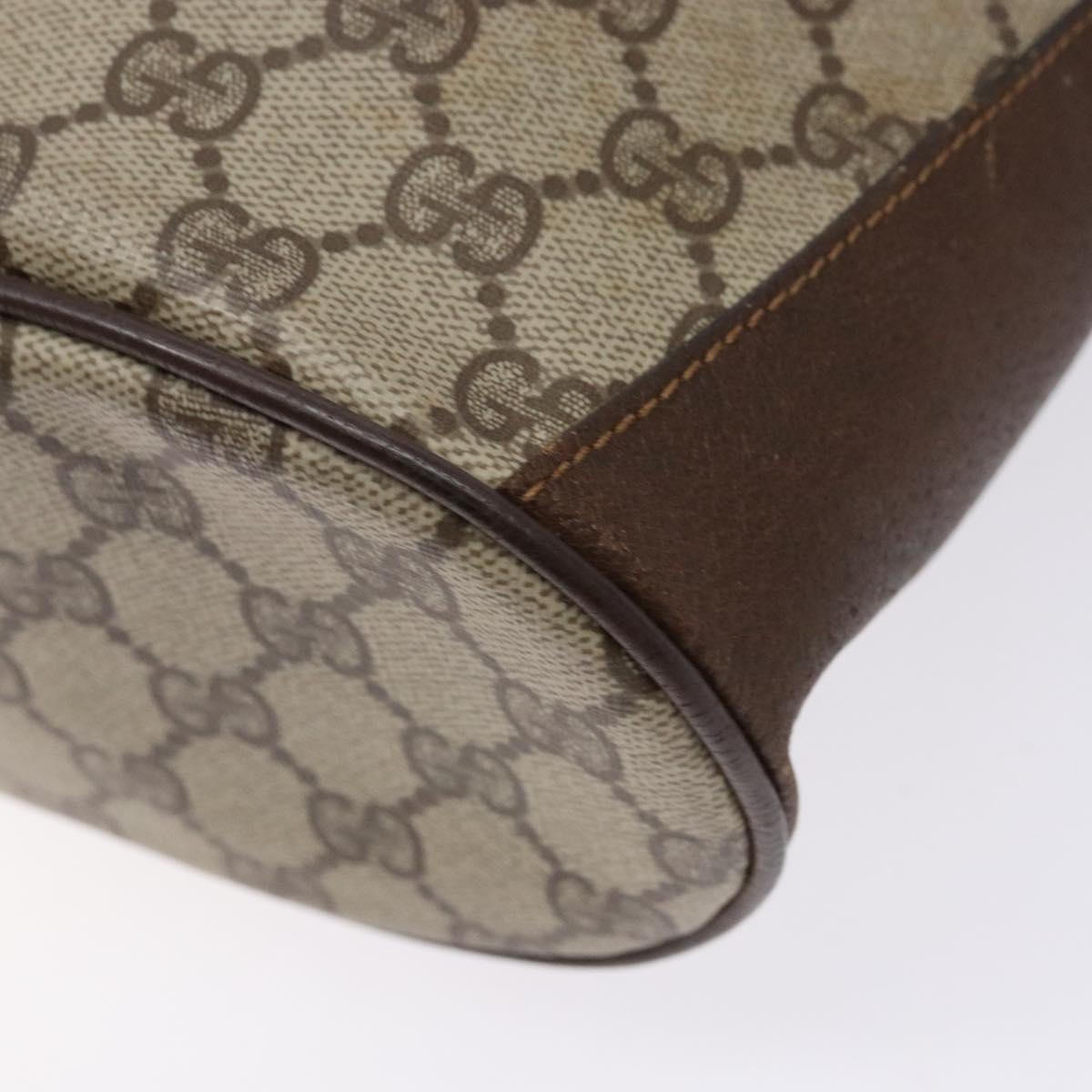 GUCCI GG Supreme Web Sherry Line Shoulder Bag PVC Beige 164 02 034 Auth 140232