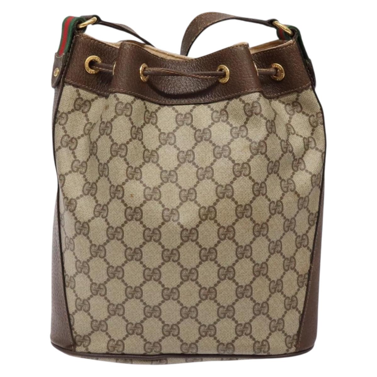 GUCCI GG Supreme Web Sherry Line Shoulder Bag PVC Beige 164 02 034 Auth 140232