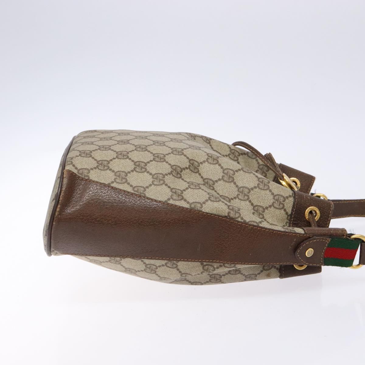 GUCCI GG Supreme Web Sherry Line Shoulder Bag PVC Beige 164 02 034 Auth 140232