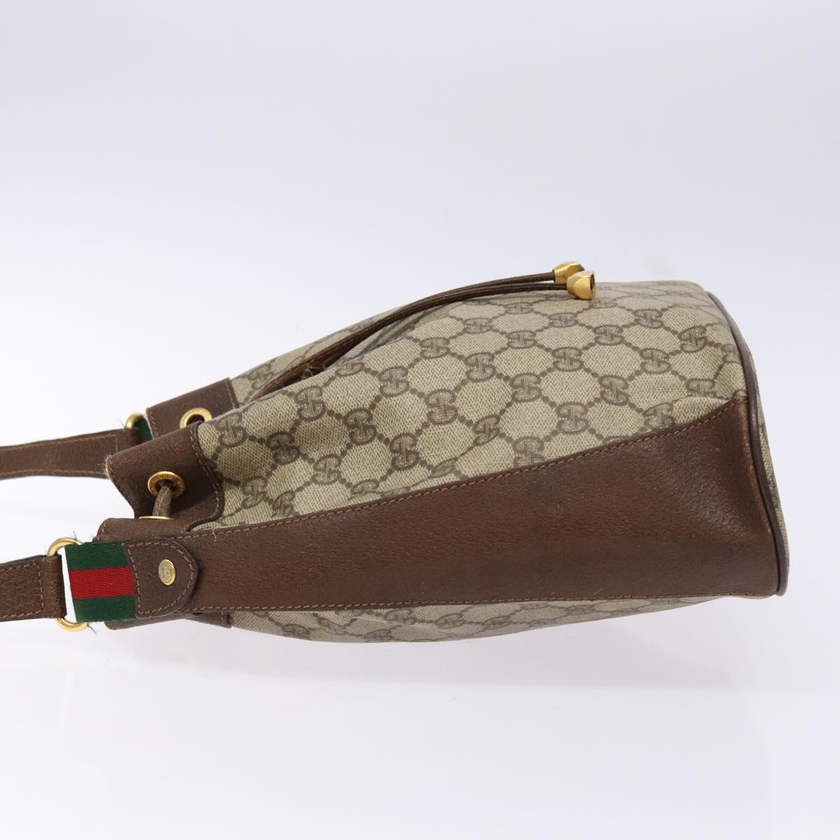 GUCCI GG Supreme Web Sherry Line Shoulder Bag PVC Beige 164 02 034 Auth 140232