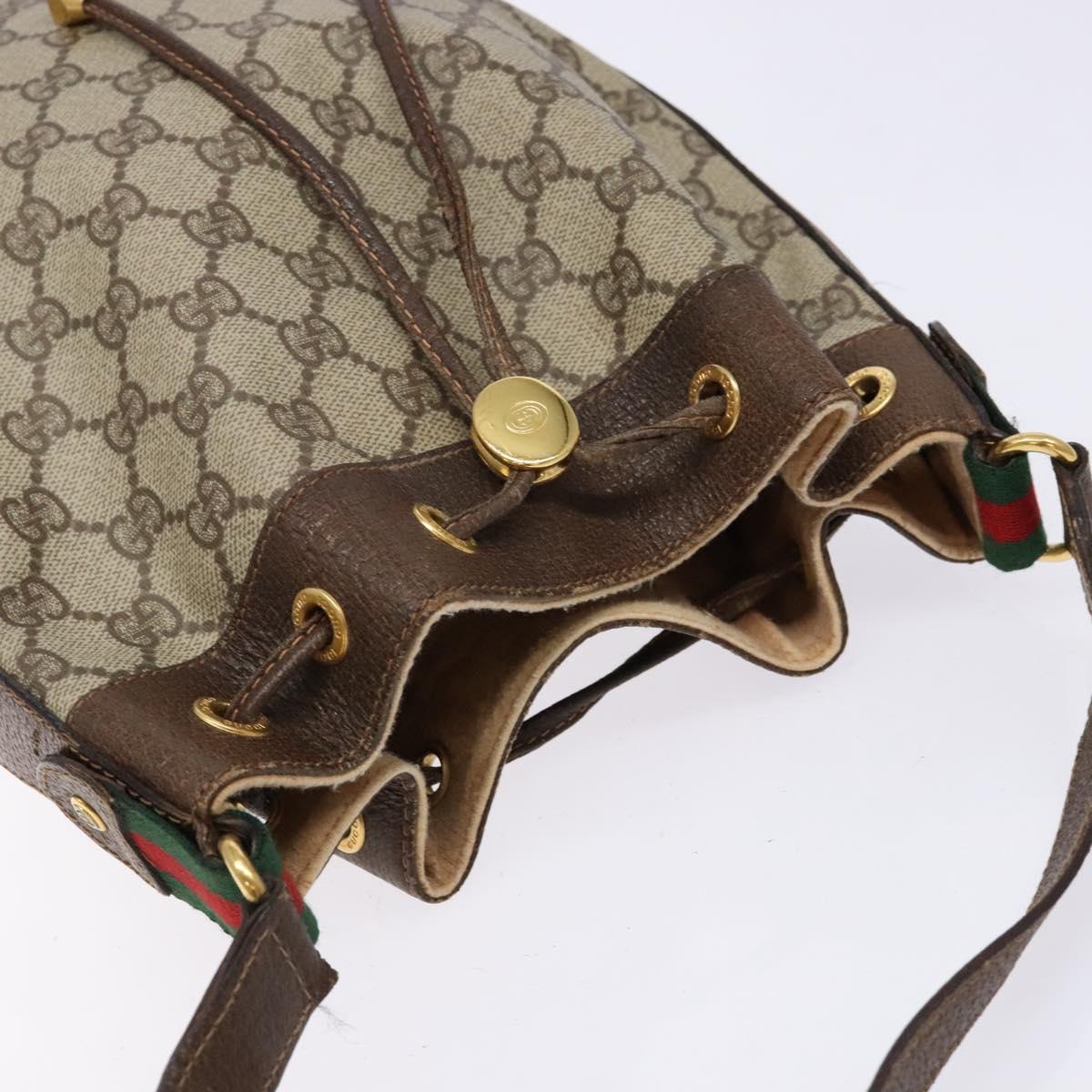 GUCCI GG Supreme Web Sherry Line Shoulder Bag PVC Beige 164 02 034 Auth 140232
