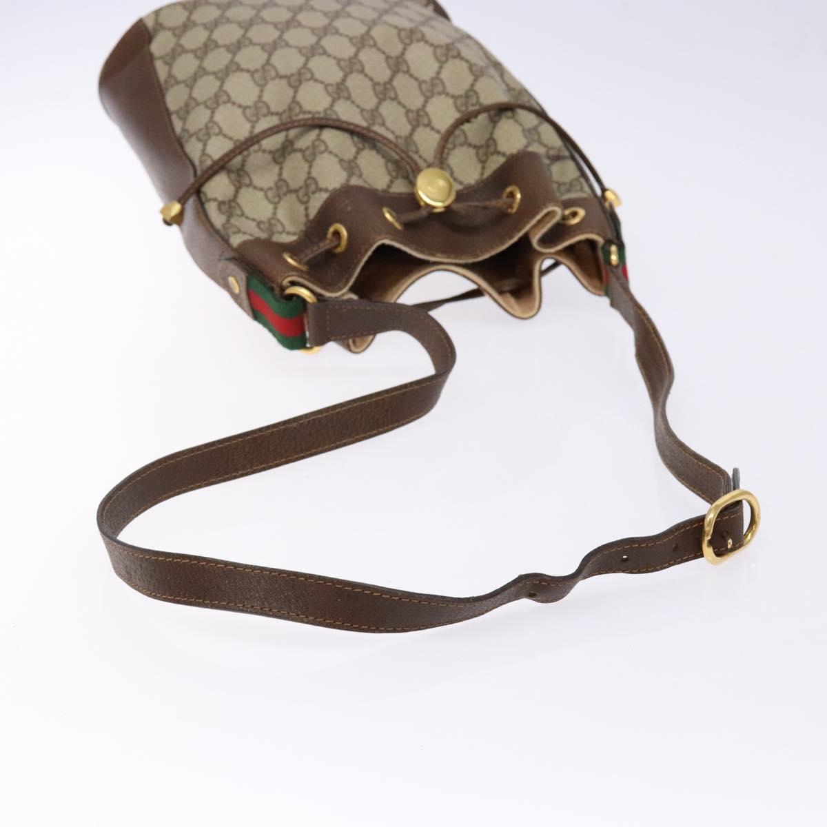 GUCCI GG Supreme Web Sherry Line Shoulder Bag PVC Beige 164 02 034 Auth 140232