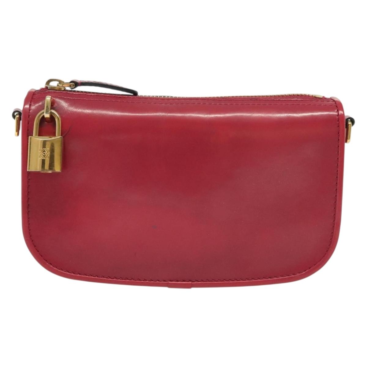 LOEWE Pouch Leather Gold Pink Auth 140238