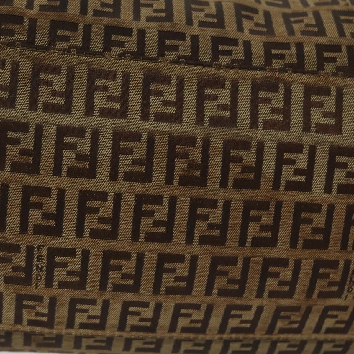FENDI Zucchino Canvas Tote Bag Beige Gold Auth 140239