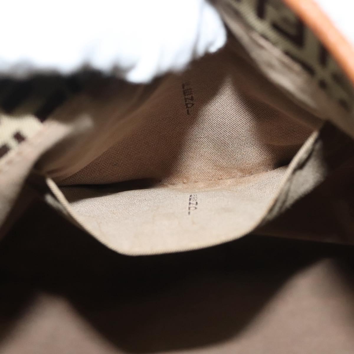 FENDI Zucchino Canvas Tote Bag Beige Gold Auth 140239