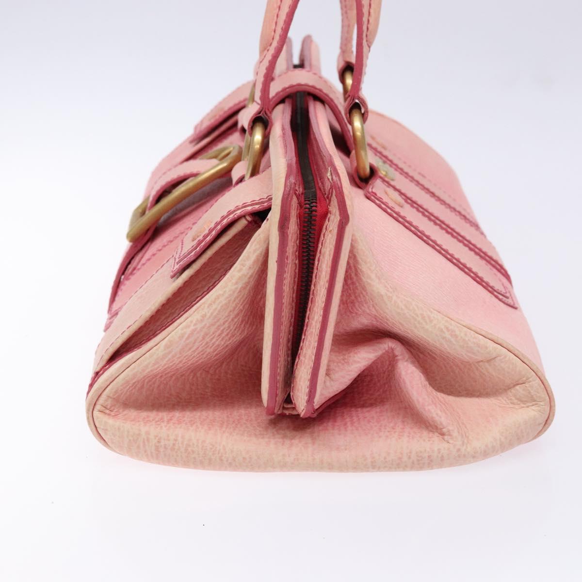 CELINE Hand Bag Leather Pink Auth 140272
