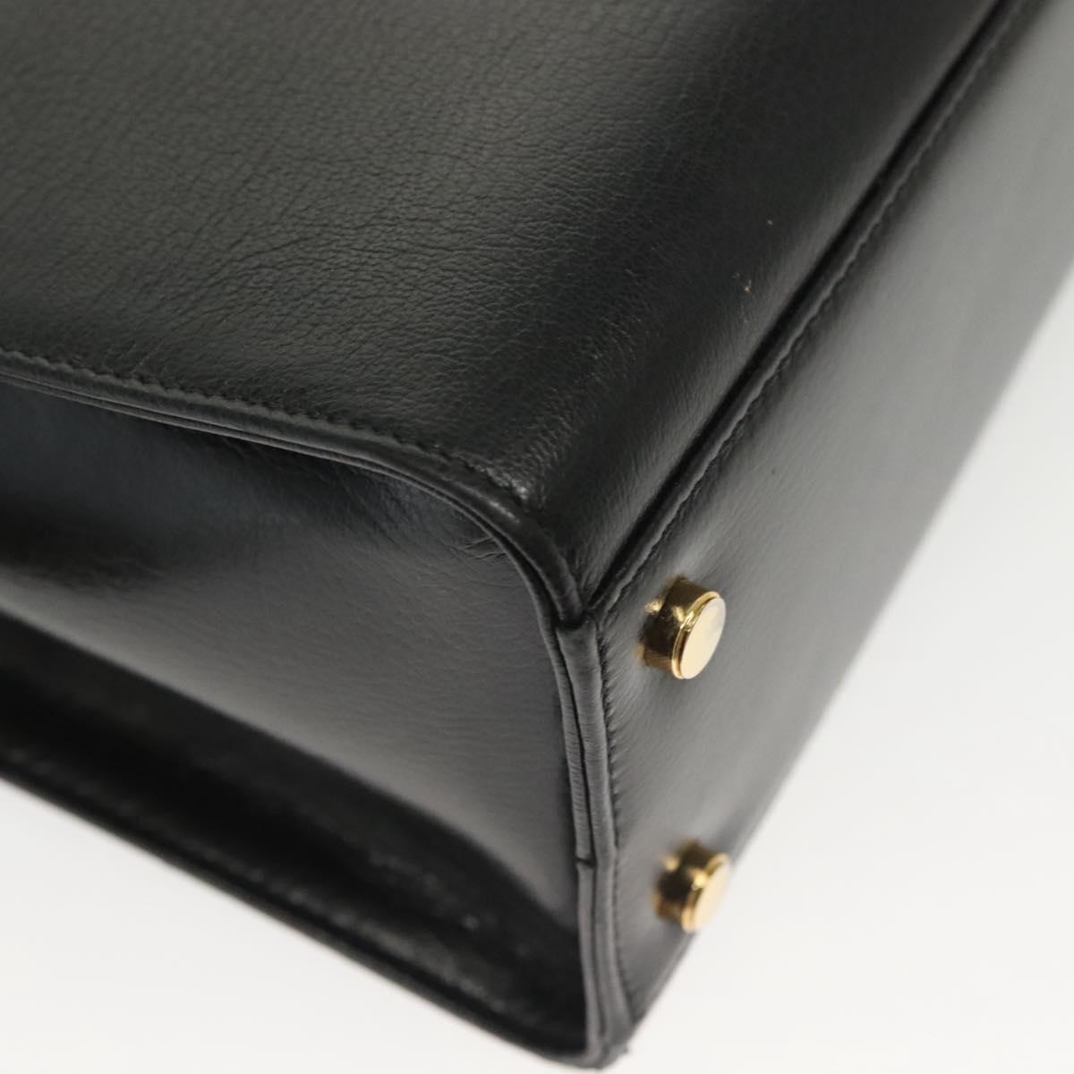 Salvatore Ferragamo Gancini Hand Bag Leather 2way Black Gold Auth 140273