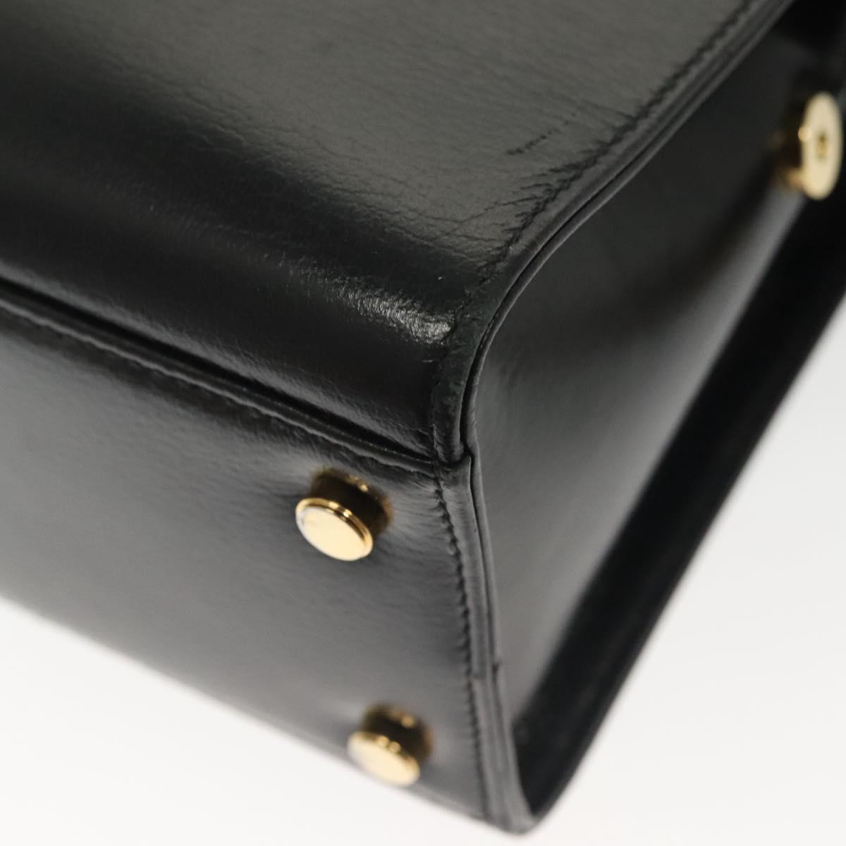 Salvatore Ferragamo Gancini Hand Bag Leather 2way Black Gold Auth 140273