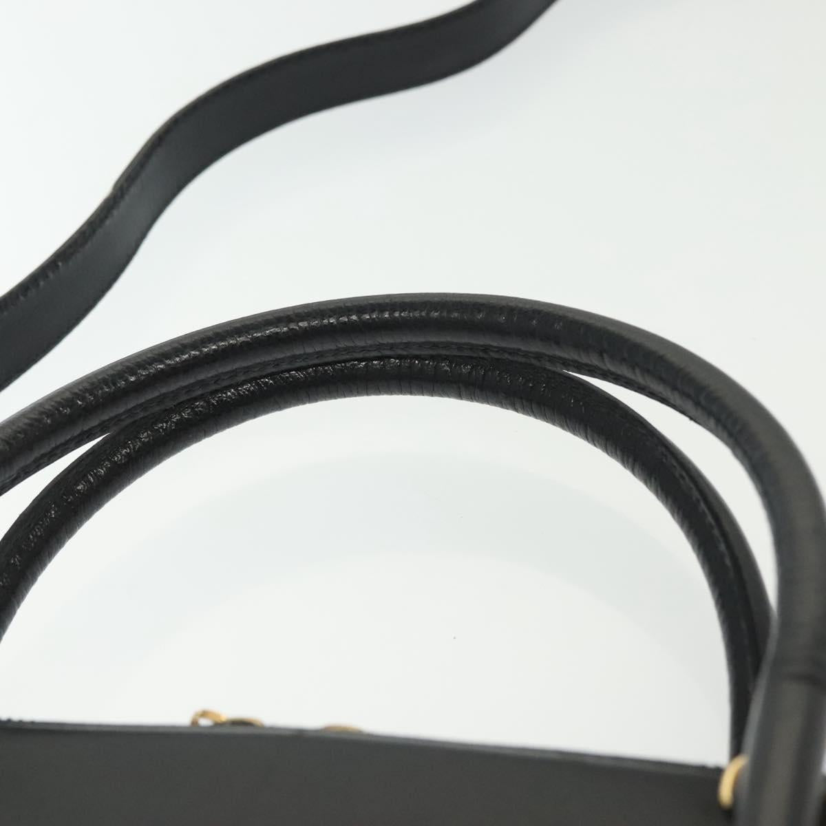 Salvatore Ferragamo Gancini Hand Bag Leather 2way Black Gold Auth 140273