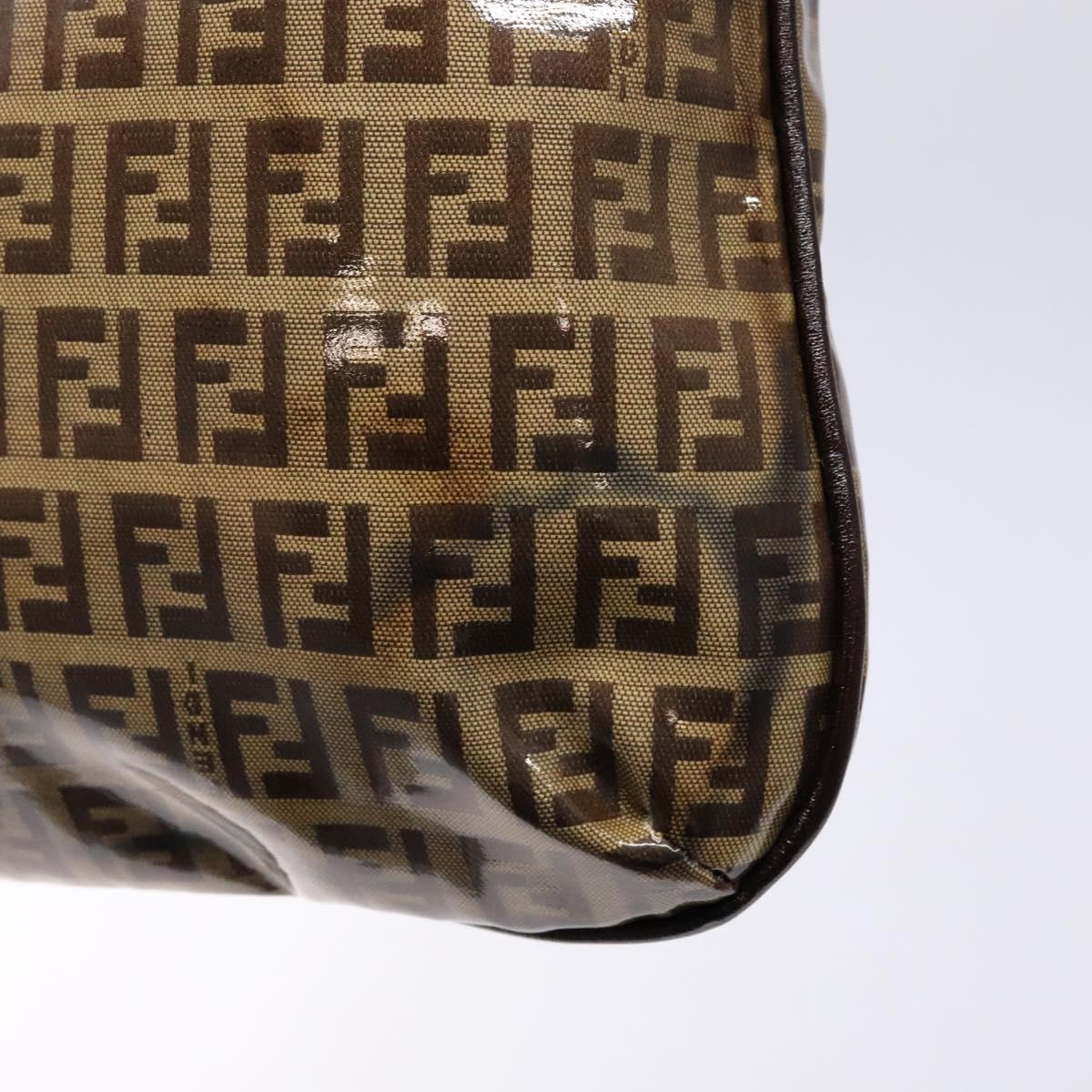FENDI Zucchino Canvas Mamma Baguette Shoulder Bag Beige Gold Auth 140274