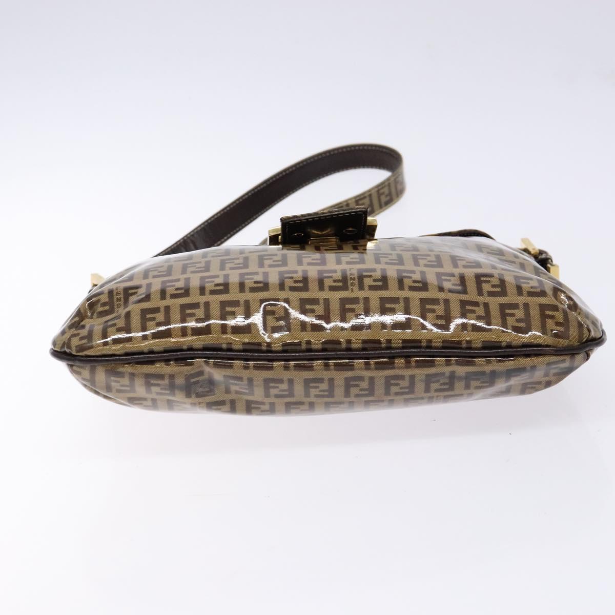 FENDI Zucchino Canvas Mamma Baguette Shoulder Bag Beige Gold Auth 140274