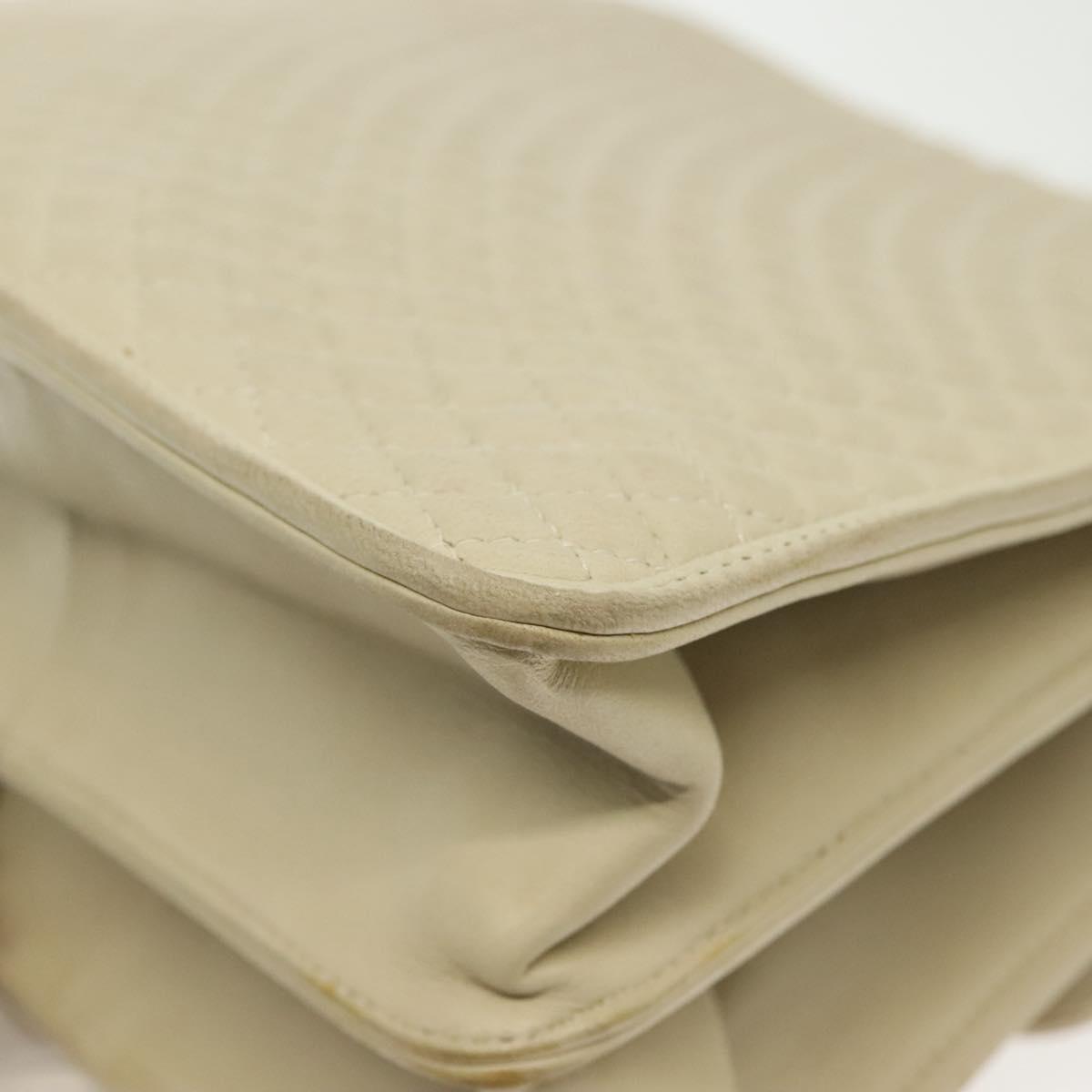 BALLY Chain Shoulder Bag Leather Ivory Gold Auth 140275