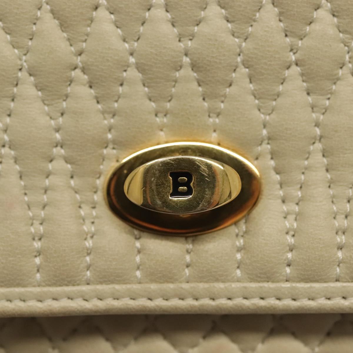 BALLY Chain Shoulder Bag Leather Ivory Gold Auth 140275
