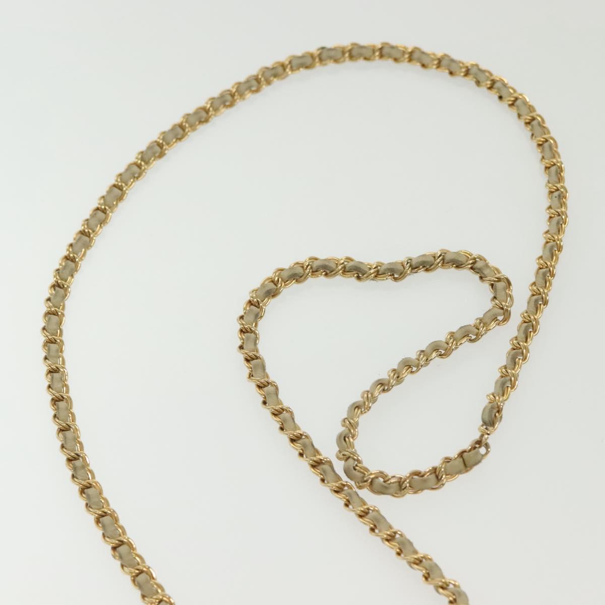 BALLY Chain Shoulder Bag Leather Ivory Gold Auth 140275