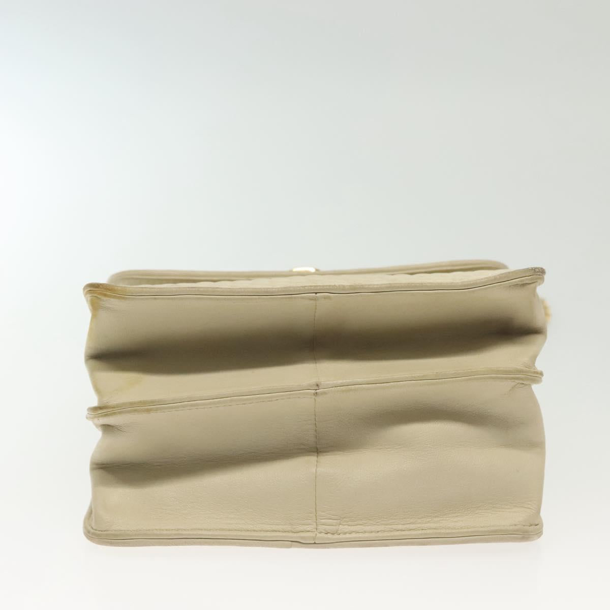 BALLY Chain Shoulder Bag Leather Ivory Gold Auth 140275