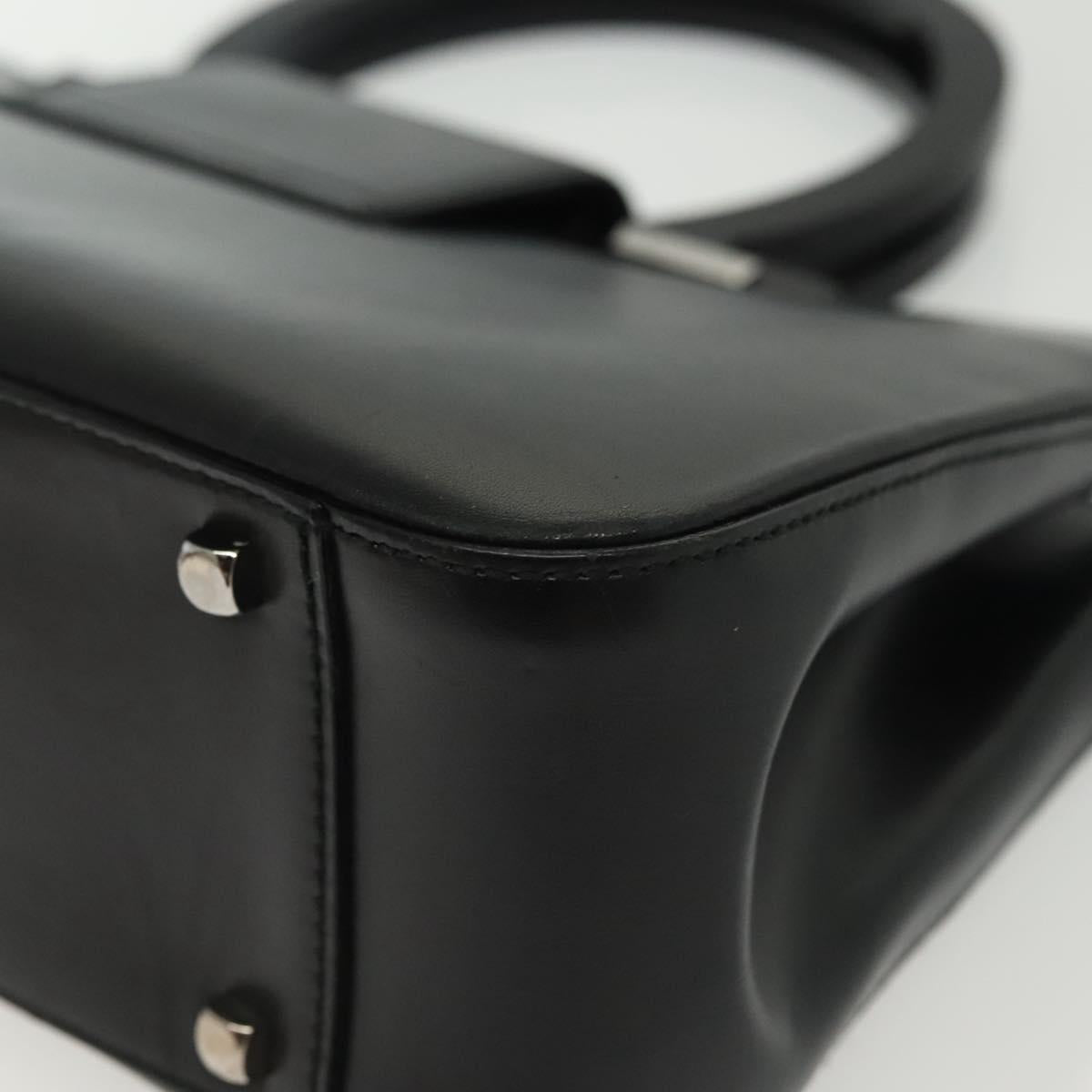 Salvatore Ferragamo Gancini Hand Bag Leather Black Silver Auth 140309
