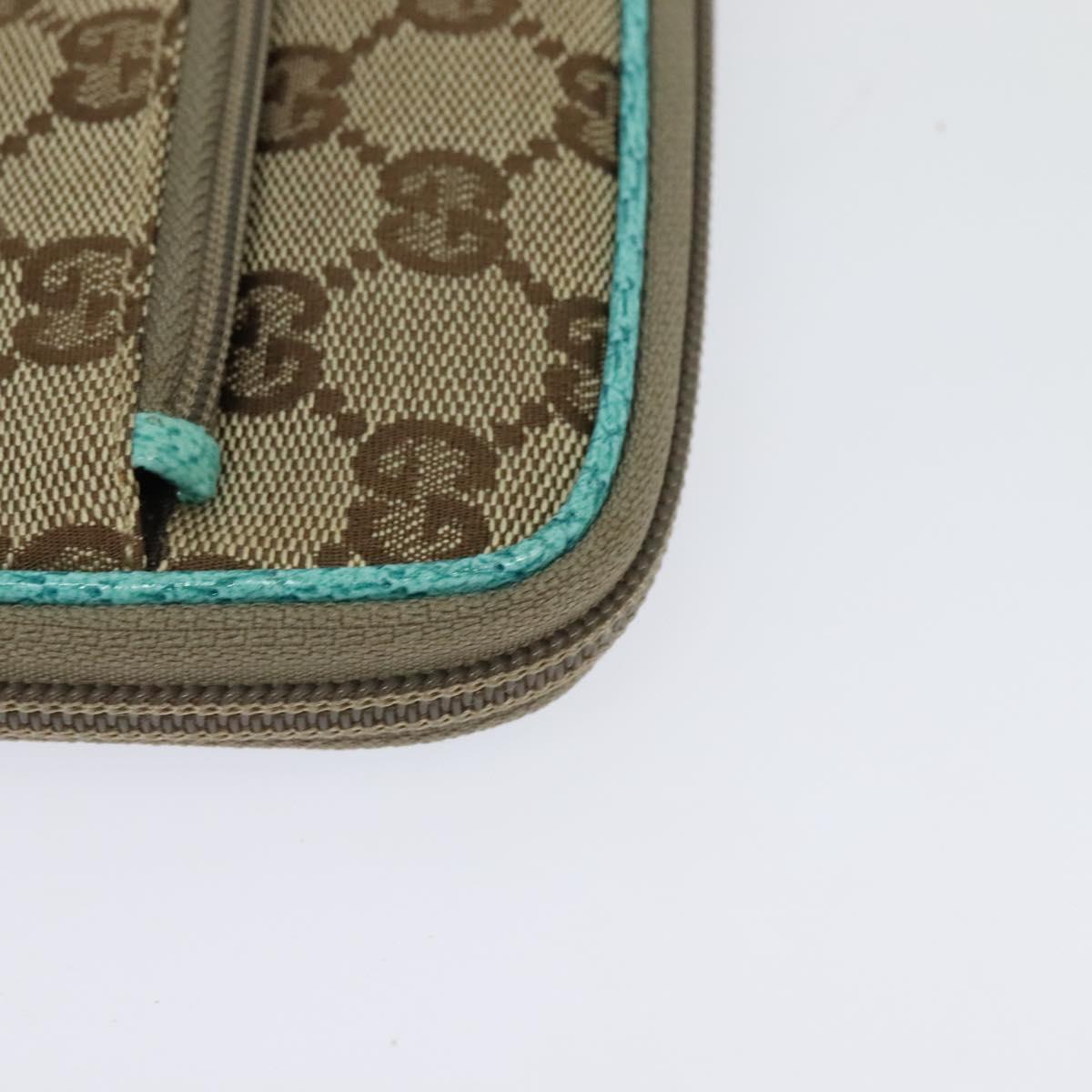 GUCCI GG Canvas Shoulder Bag Beige Silver 124616 Auth 140310A