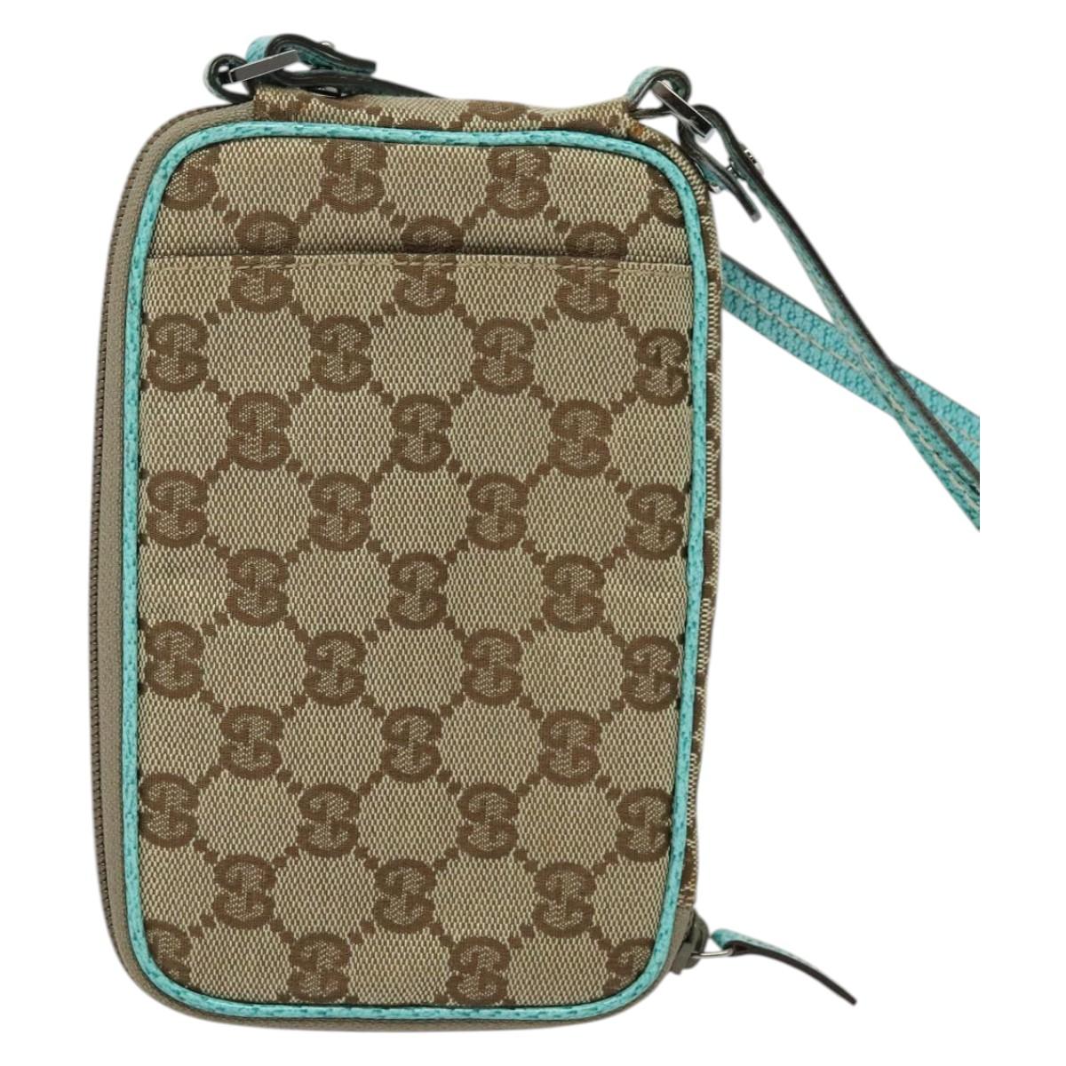 GUCCI GG Canvas Shoulder Bag Beige Silver 124616 Auth 140310A