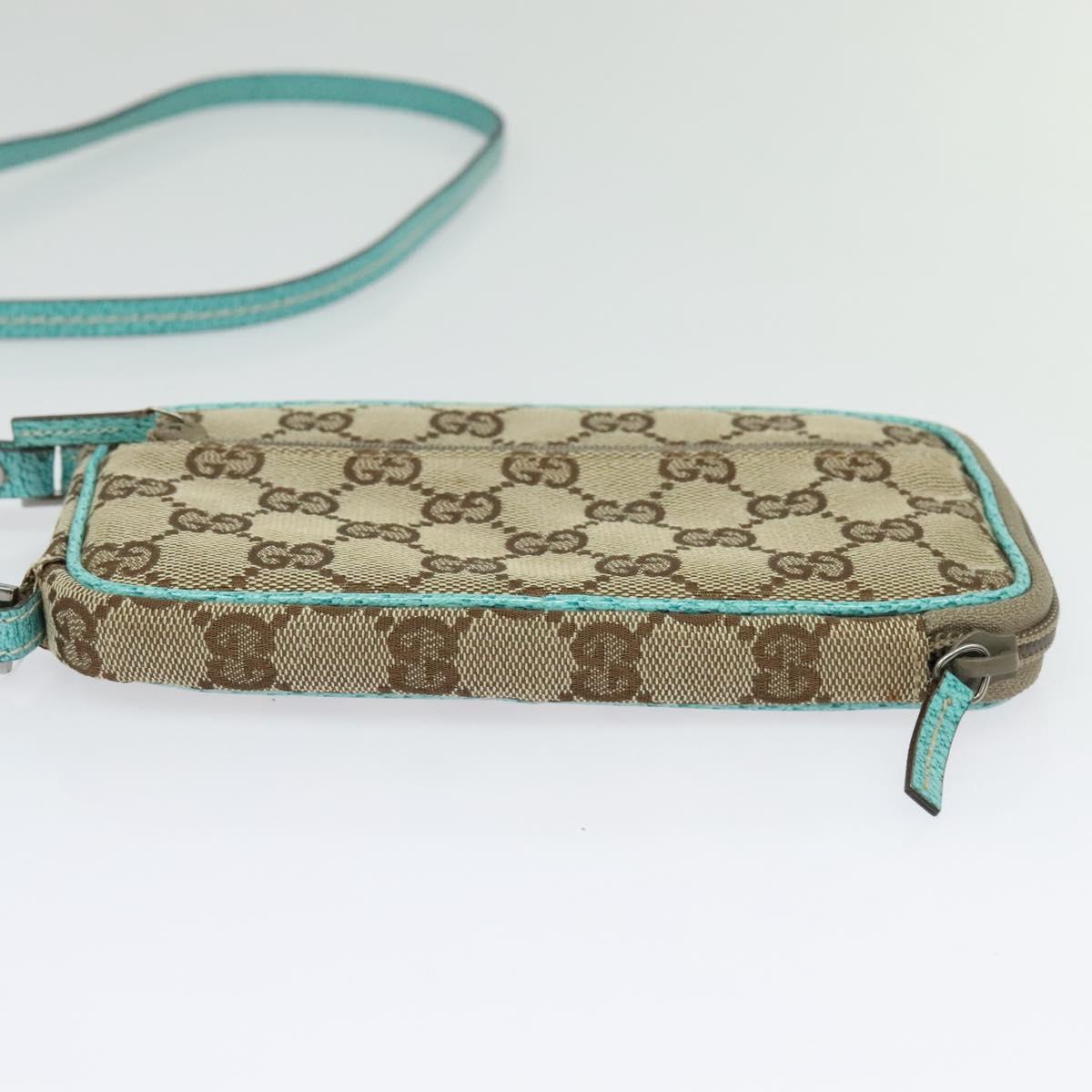 GUCCI GG Canvas Shoulder Bag Beige Silver 124616 Auth 140310A