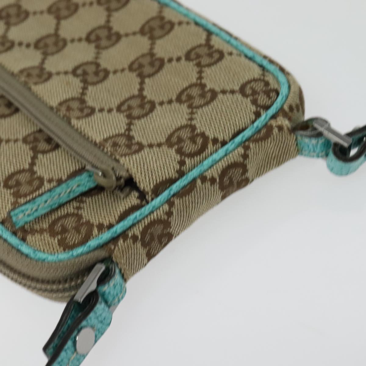 GUCCI GG Canvas Shoulder Bag Beige Silver 124616 Auth 140310A