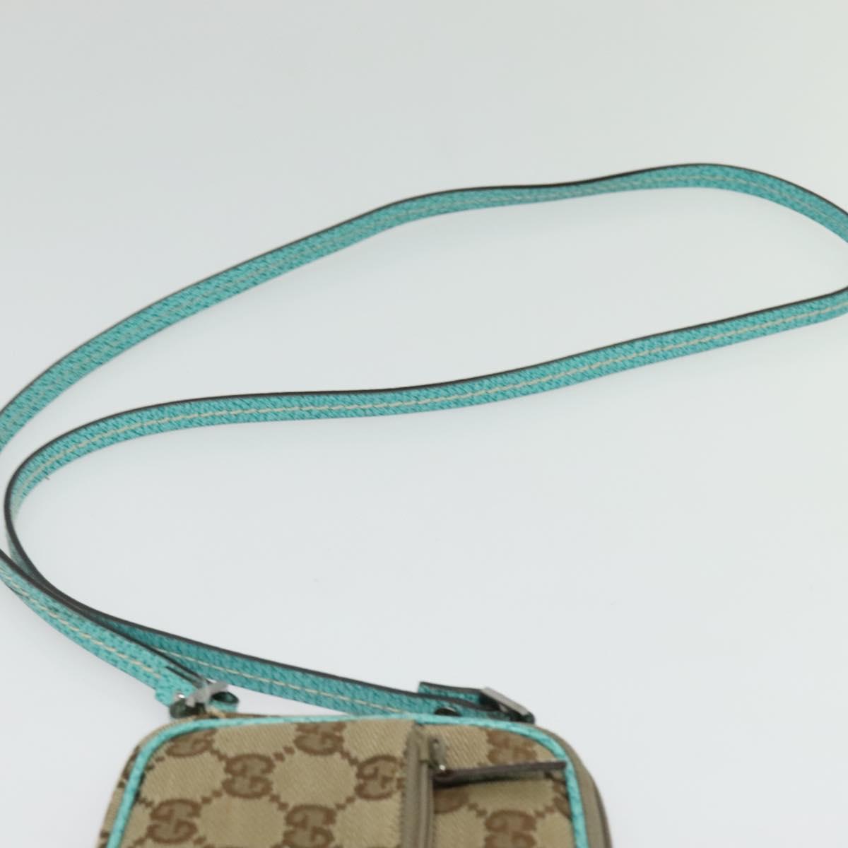 GUCCI GG Canvas Shoulder Bag Beige Silver 124616 Auth 140310A