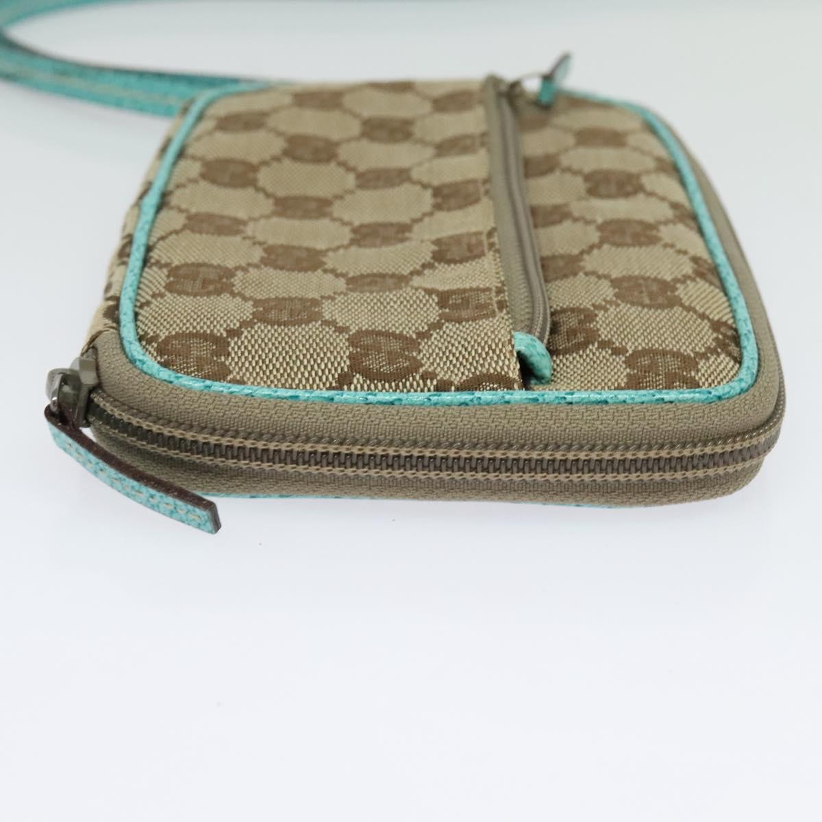 GUCCI GG Canvas Shoulder Bag Beige Silver 124616 Auth 140310A