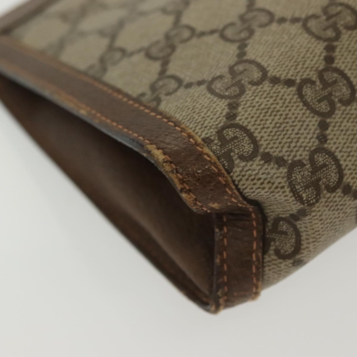 GUCCI GG Supreme Web Sherry Line Clutch Bag PVC Beige 156 01 032 Auth 140311