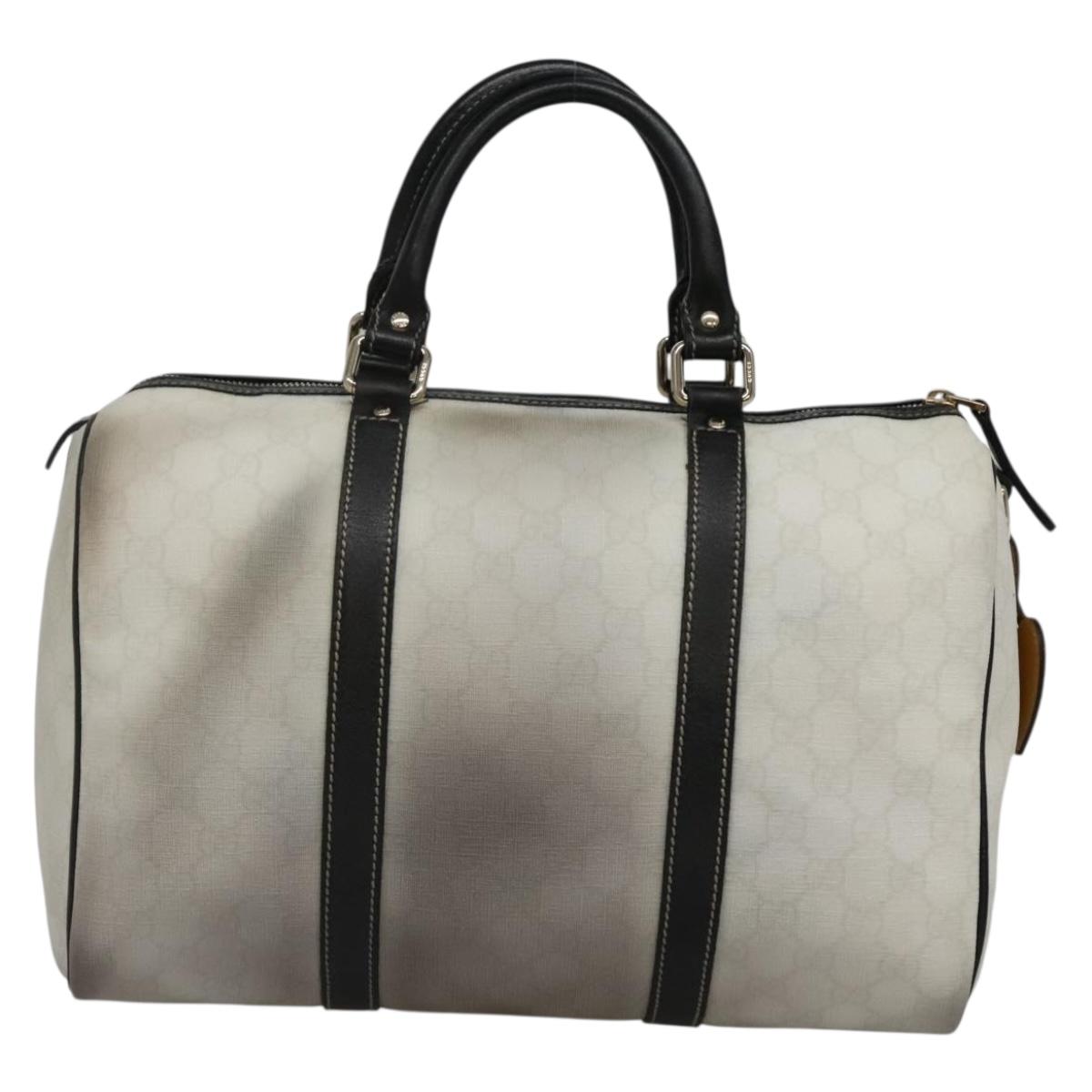 GUCCI GG Supreme Boston Bag PVC White Gold 193603 Auth 140312