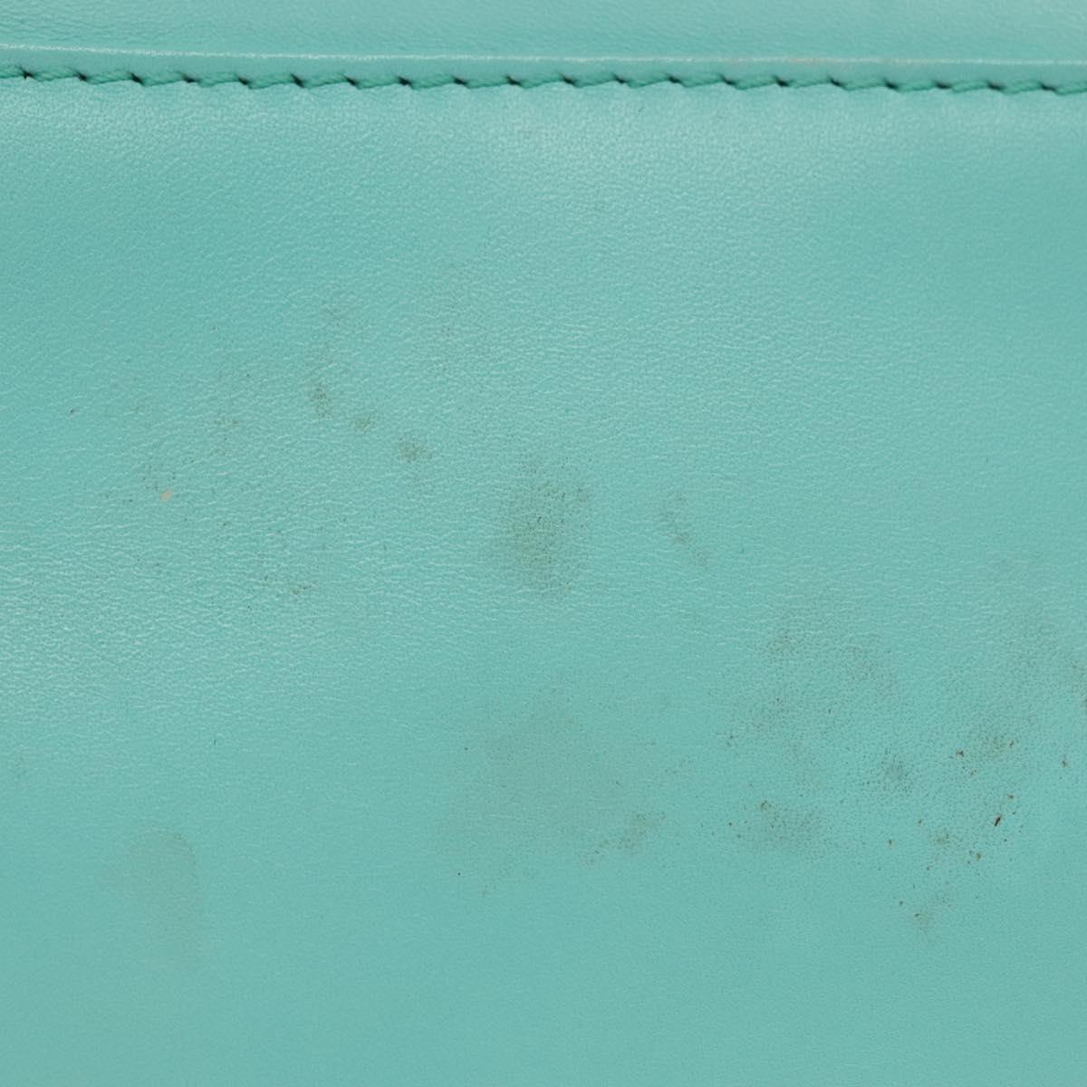 Christian Dior Tote Bag Leather Light Blue Gold Auth 140337