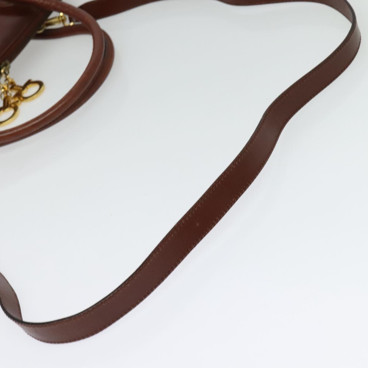 Salvatore Ferragamo Gancini Hand Bag Leather 2way Brown Gold Auth 140342