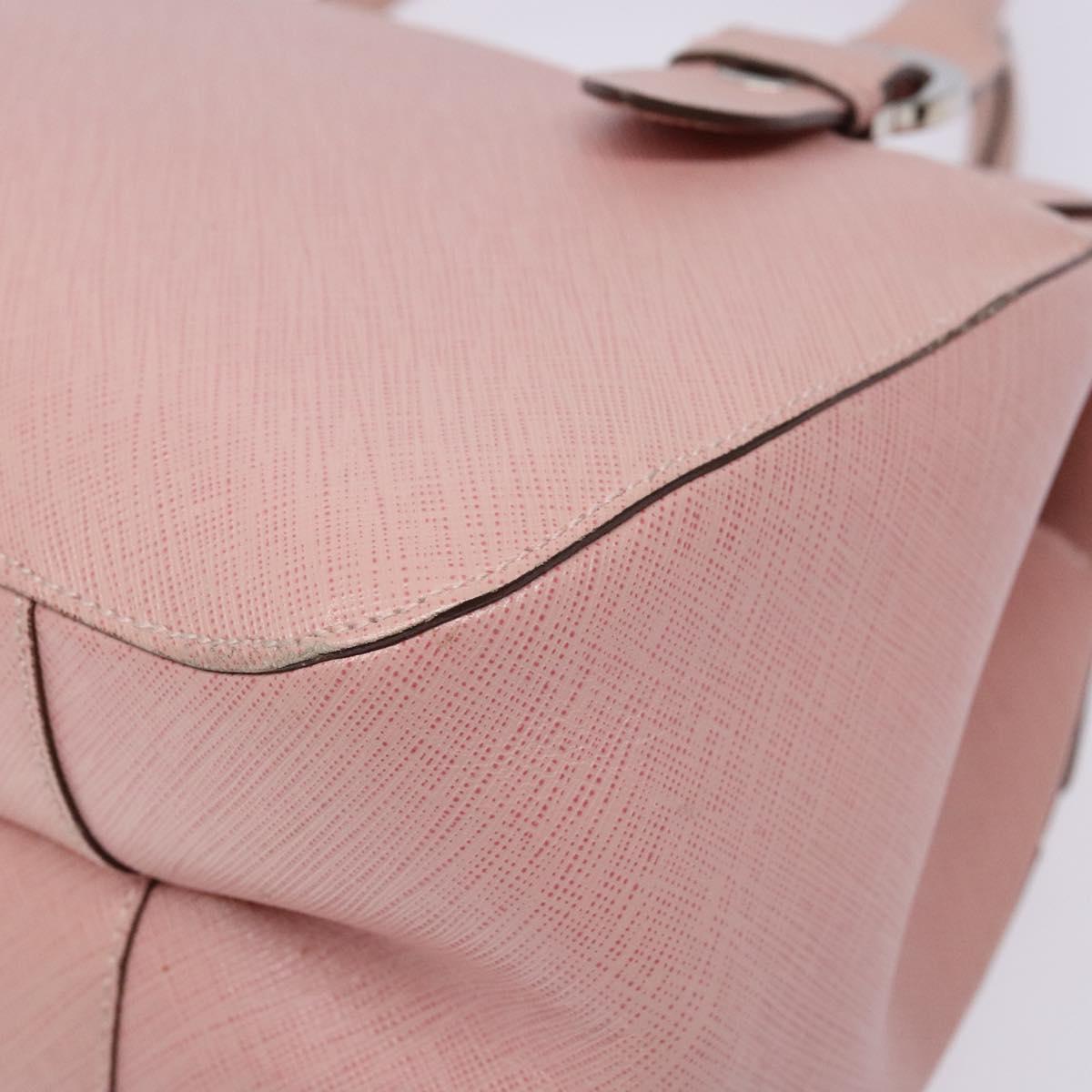 Salvatore Ferragamo Gancini Hand Bag Leather Pink Silver Auth 140343