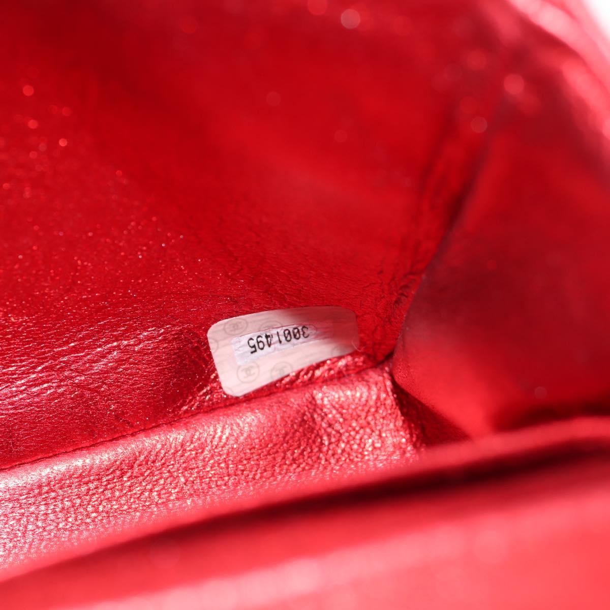 CHANEL Matelasse Top Handle Hand Bag Leather Red Gold CC Auth 140357M