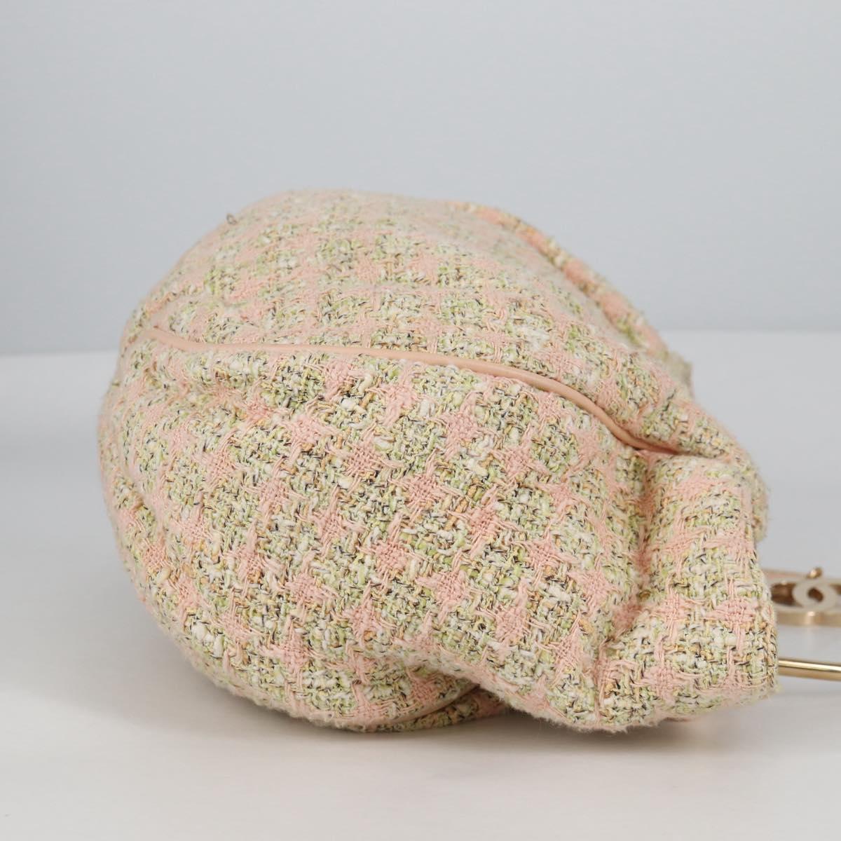 CHANEL Hand Bag Tweed Pink Gold CC Auth 140361V