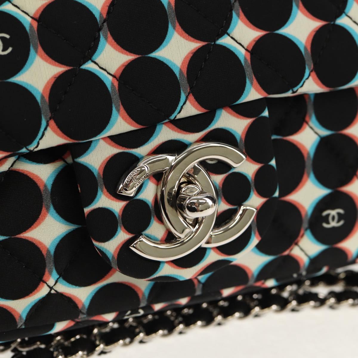 CHANEL Matelasse Chain Shoulder Bag Nylon Black Silver CC Auth 140364M