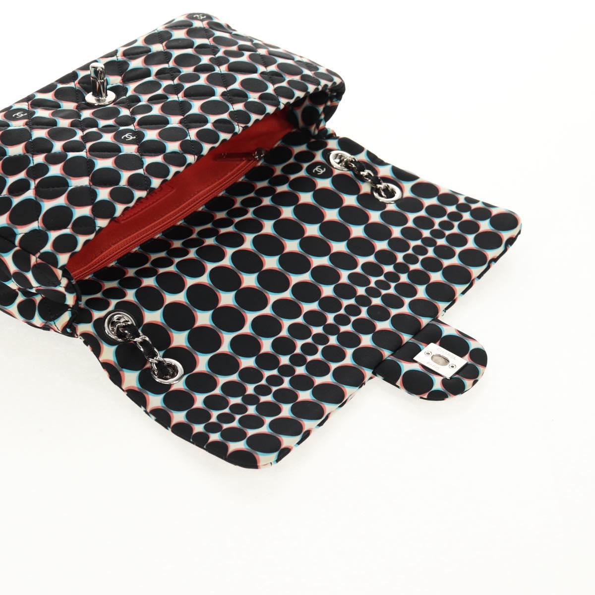 CHANEL Matelasse Chain Shoulder Bag Nylon Black Silver CC Auth 140364M