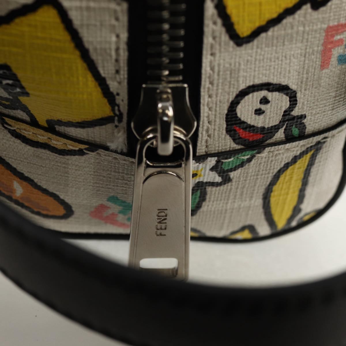 FENDI Zucca Canvas Pouch White Silver Auth 140366SAM