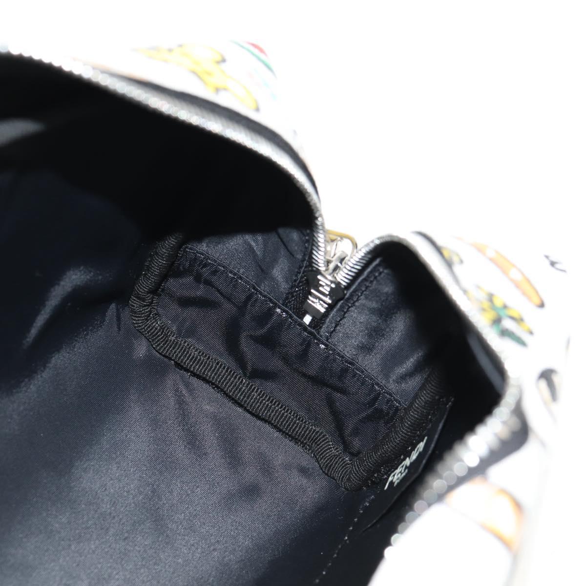 FENDI Zucca Canvas Pouch White Silver Auth 140366M