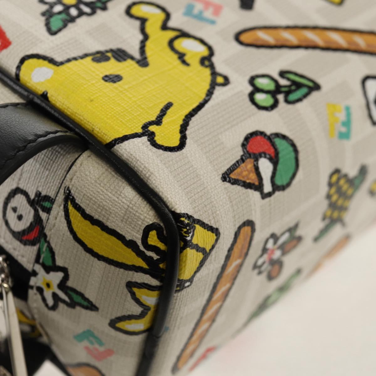 FENDI Zucca Canvas Pouch White Silver Auth 140366M