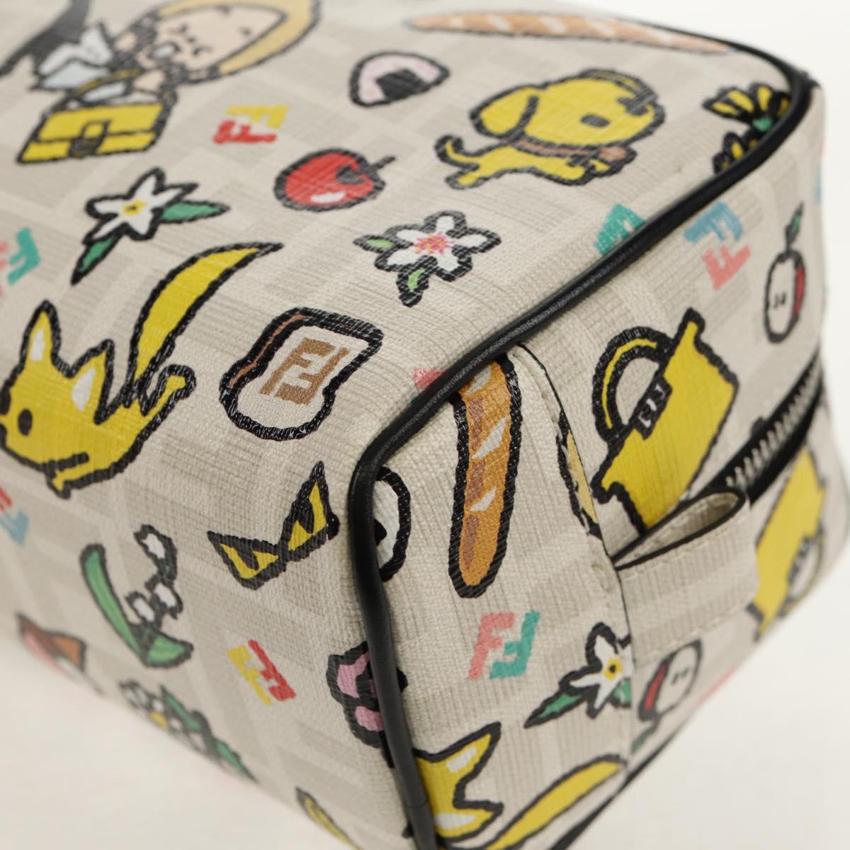 FENDI Zucca Canvas Pouch White Silver Auth 140366M