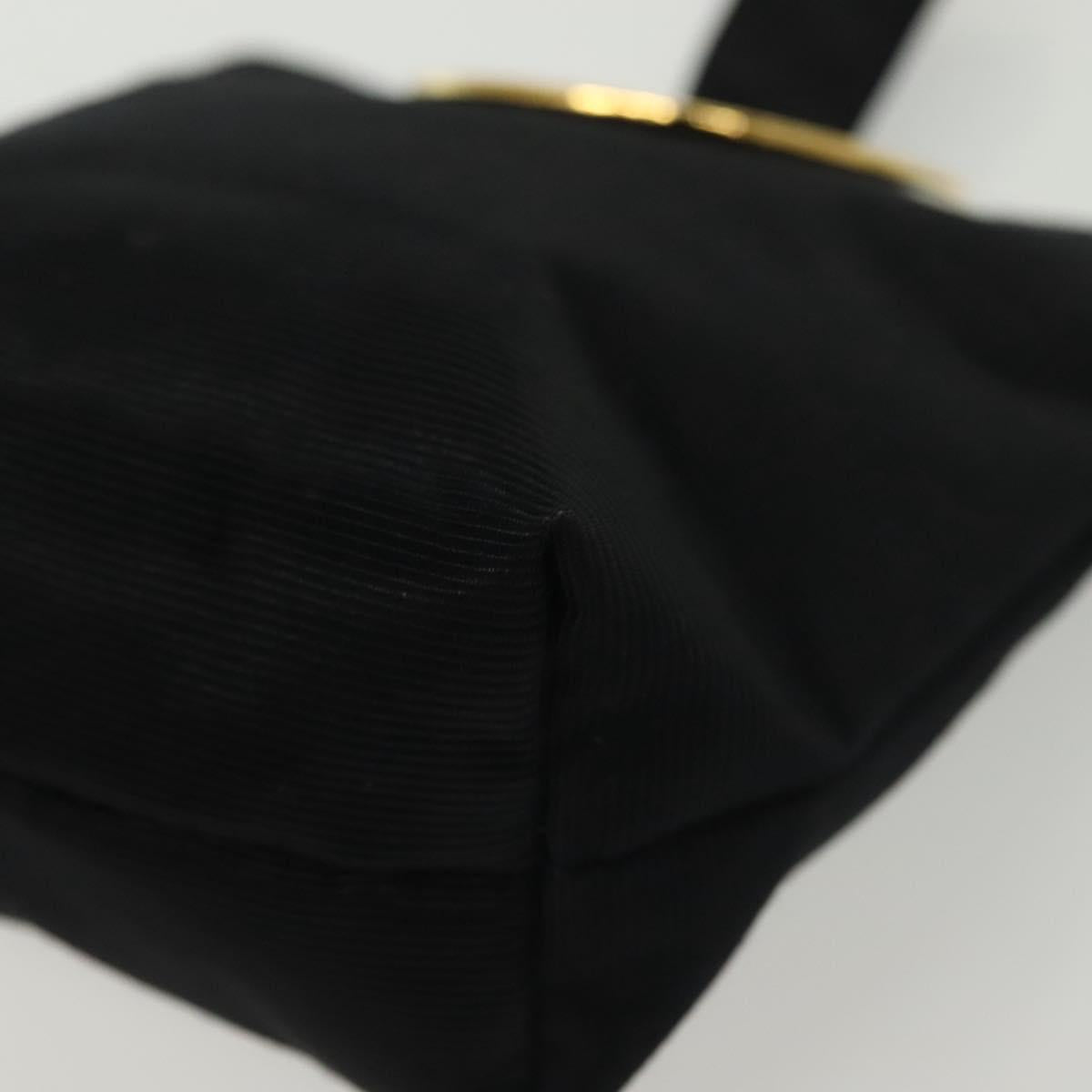 CELINE Pouch Nylon Black Gold Auth 140367
