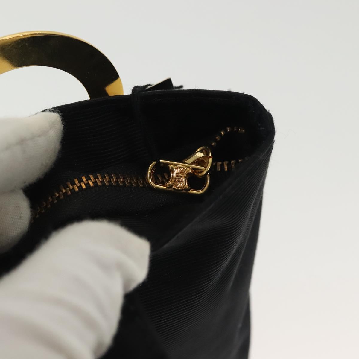 CELINE Pouch Nylon Black Gold Auth 140367