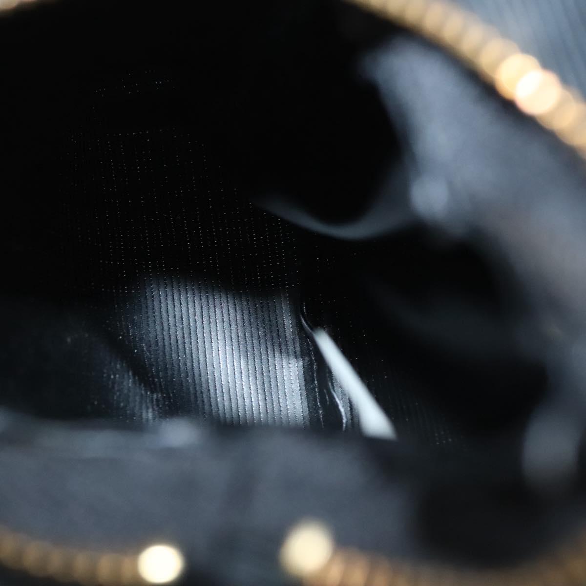 CELINE Pouch Nylon Black Gold Auth 140367