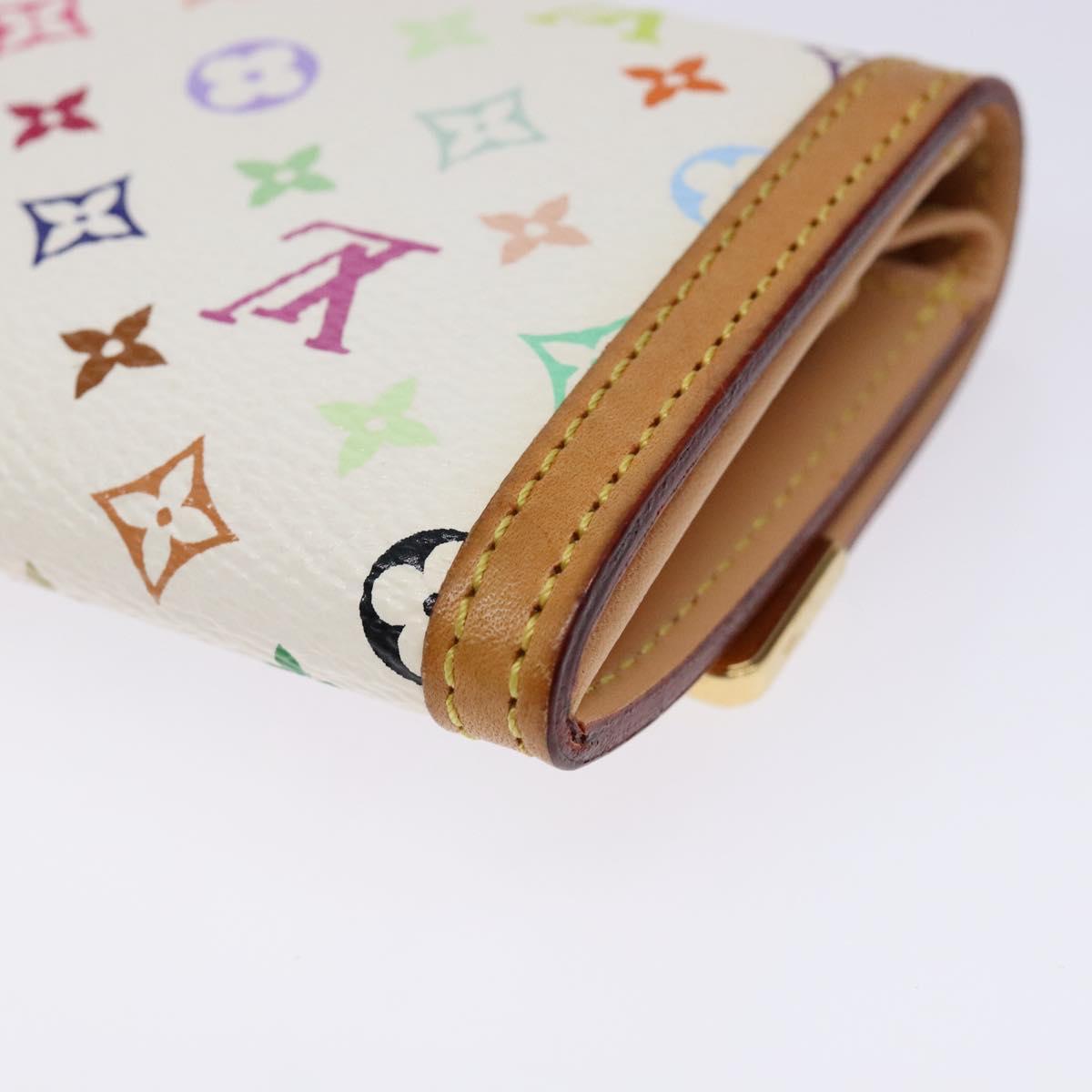 LOUIS VUITTON Multicolor Porte Monnaie Pla Coin Purse White M92657 Auth 140378