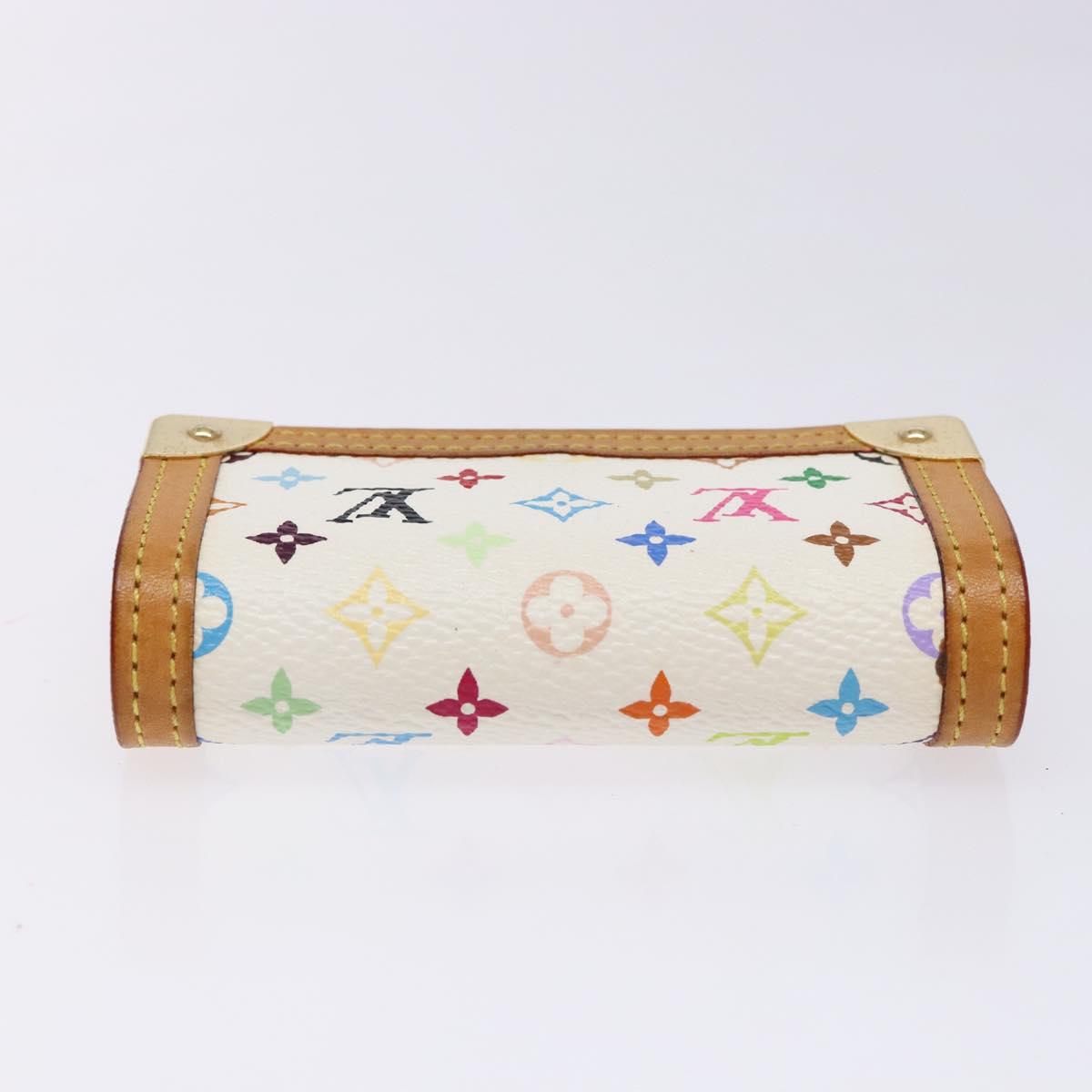 LOUIS VUITTON Multicolor Porte Monnaie Pla Coin Purse White M92657 Auth 140378