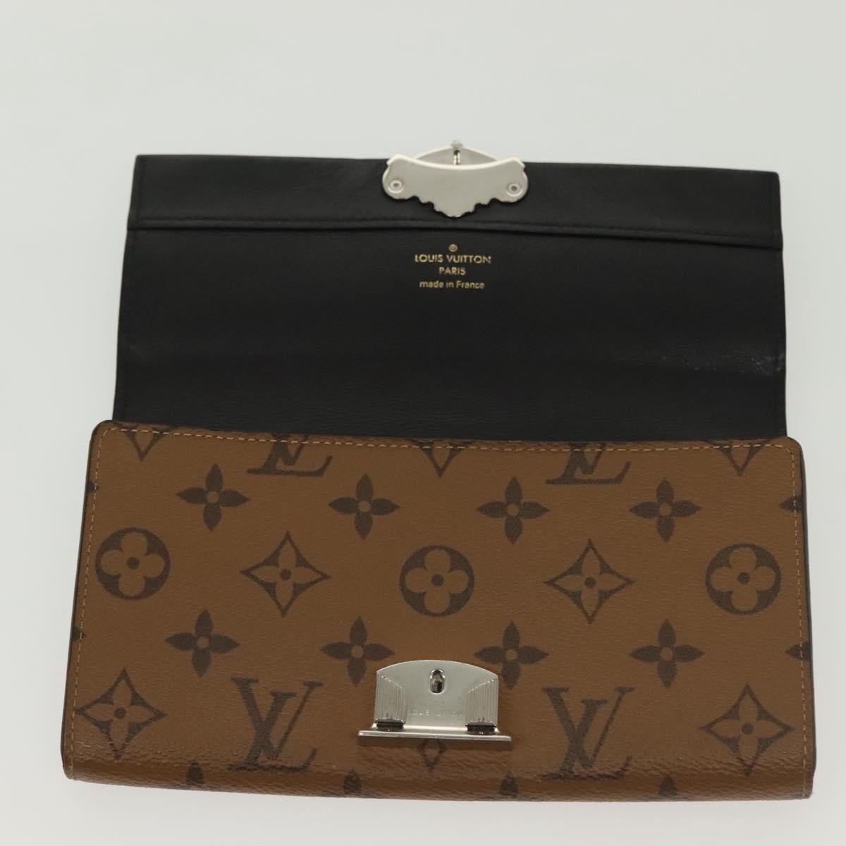 LOUIS VUITTON Monogram Reverse Portefeuille Sarah Long Wallet M64488 Auth 140380