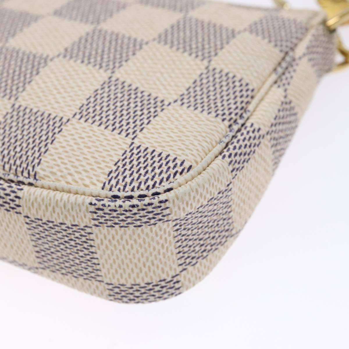 LOUIS VUITTON Damier Azur Mini Pochette Accessoires Pouch N41669 LV Auth 140382