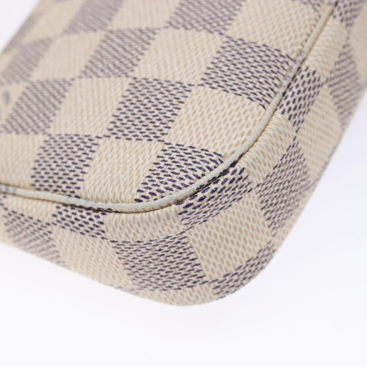 LOUIS VUITTON Damier Azur Mini Pochette Accessoires Pouch N41669 LV Auth 140382