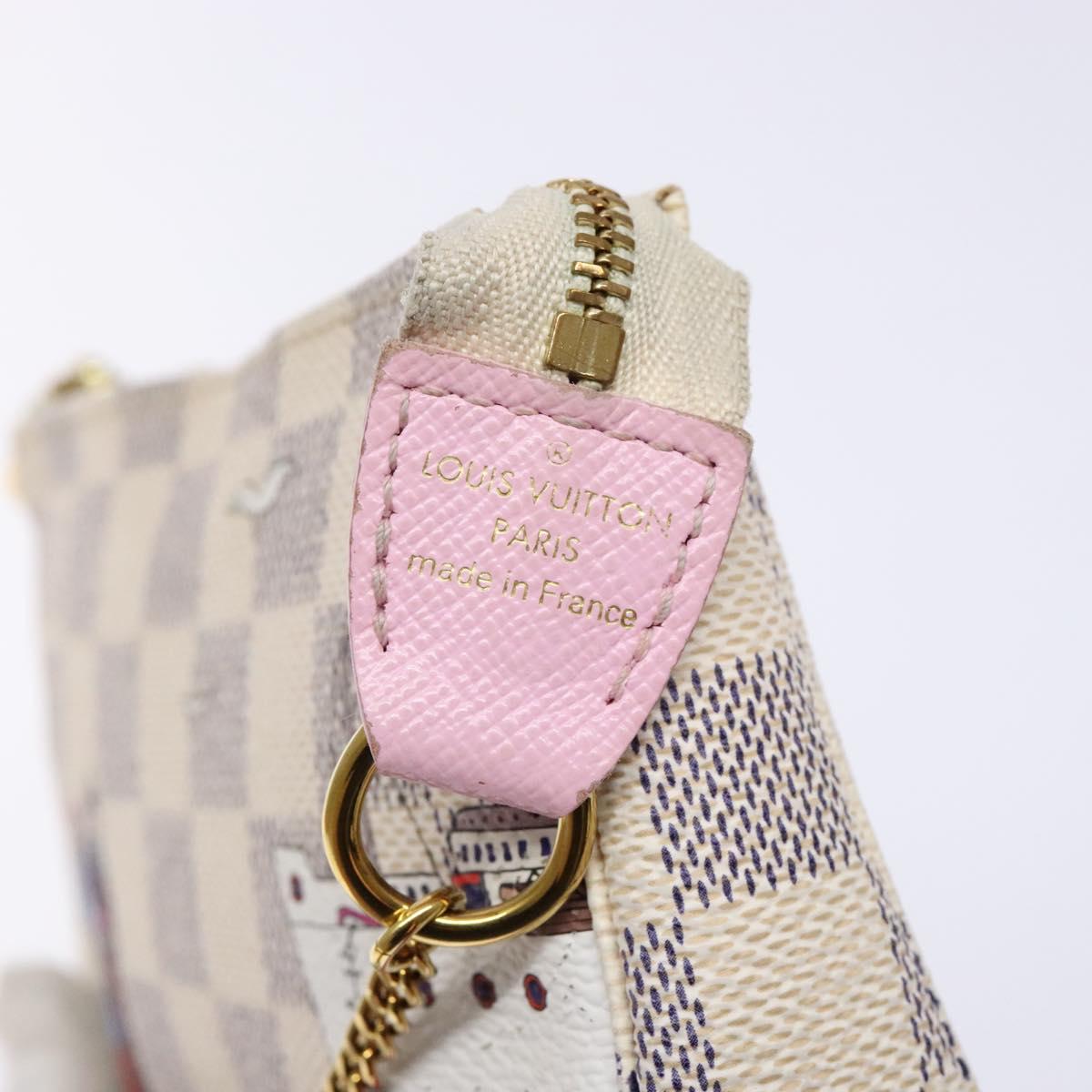 LOUIS VUITTON Damier Azur Mini Pochette Accessoires Pouch N41669 LV Auth 140382