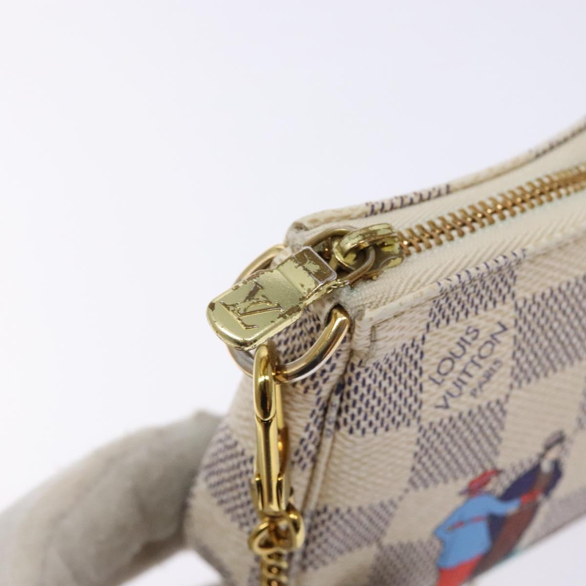 LOUIS VUITTON Damier Azur Mini Pochette Accessoires Pouch N41669 LV Auth 140382