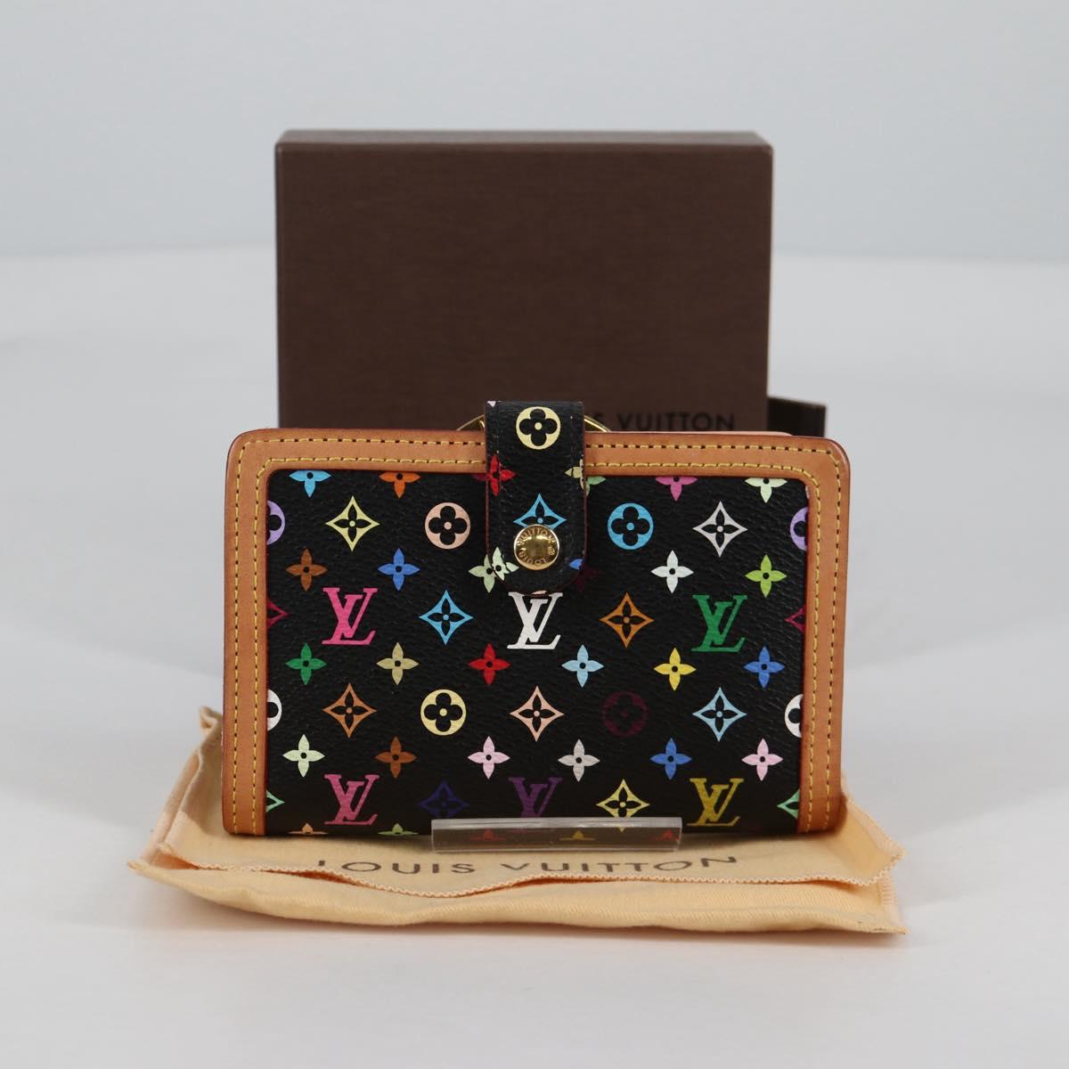 LOUIS VUITTON Multicolor Portefeuille Viennois Wallet Black M92988 Auth 140383V